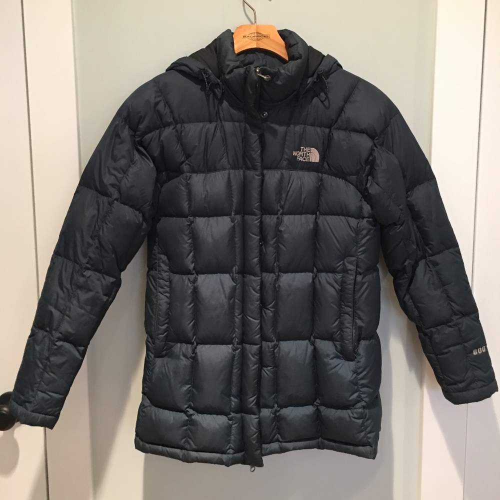 EUC North Face down car coat jacket - Sz M Navy